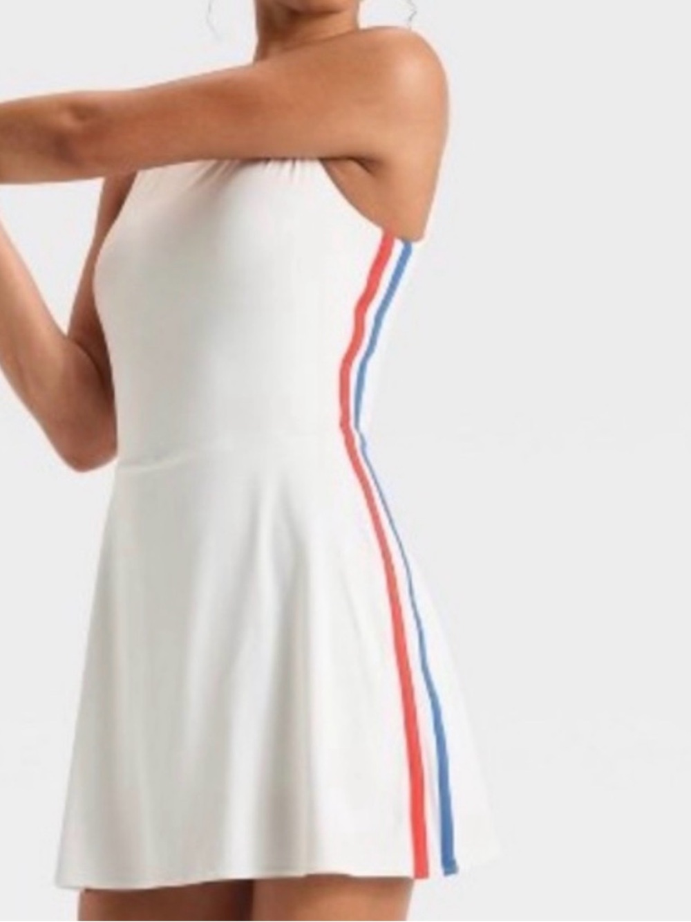 JoyLab Women's Knit Sporty Contrast Active Dress  - White Size XL